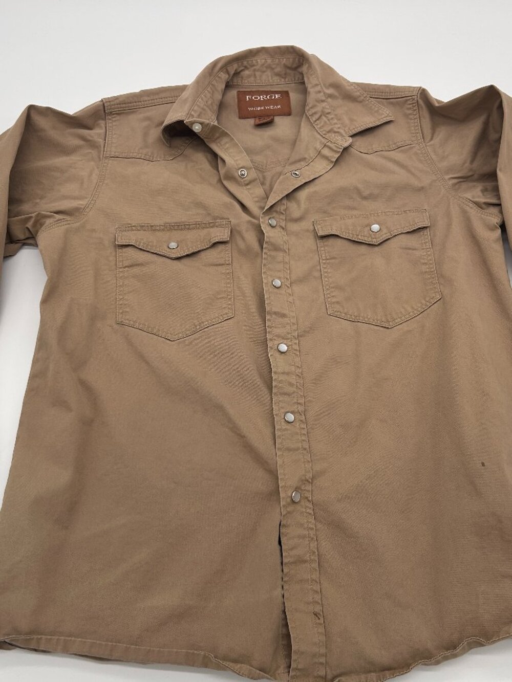 Forge Mens Large Heavy Duty Work Wear Shirt Pearl Snap Long Sleeve Medium